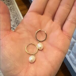 Ana Luisa Elegant Gold Pearl Hoop Earrings
